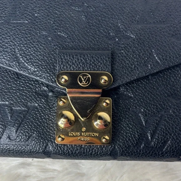 Louis Vuitton Black Monogram Empreinte Envelope Wallet with Gold Hardware - Picture 4 of 8